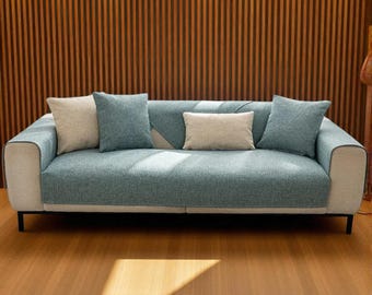 Linen Cotton Blend Sofa Cover: Modern Nonslip Couch Protector