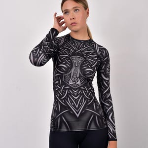Thermal Black Rash Guard for Women – Mjolnir Long Sleeve, Sweat-Wicking, Ideal Gift for Active Her