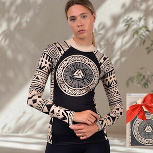 Women&#39;s Long Sleeve Rash Guard – Viking Compression Shirt for MMA, Yoga, Surf | Sweat-Wicking Top Gift Idea | Valhalla Design