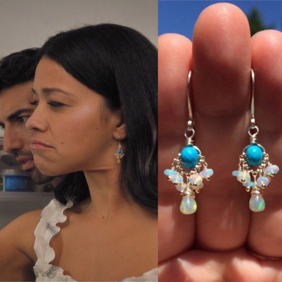 Turquoise & Opal Earrings, AS SEEN on TV Jane the Virgin