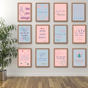 Mental Health Affirmation Posters: Self-Care Wall Art Decor (Digital Download)
