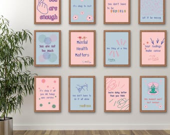 Mental Health Affirmation Posters: Self-Care Wall Art Decor (Digital Download)