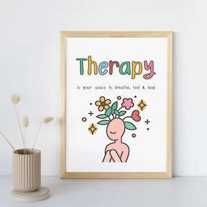 Therapy Wall Art – Printable Mental Health Poster, Therapy Office Decor, Counseling Room Art, Self-Care Print, Boho Minimalist Wall Art