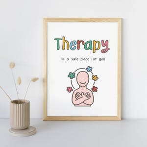 Therapy Wall Art – Printable Mental Health Poster, Therapy Office Decor, Counseling Room Art, Self-Care Print, Boho Minimalist Wall Art