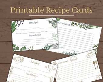 Printable Recipe Cards | Herbalism Recipe Card | Cookbook Organizer PDF | Cottagecore Apothecary Herbalist Recipe Page Grimoire Page