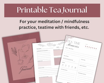 Printable Tea Tasting Journal | Deep Rose | Herbalism Tea Printable Organizer | Tea Tasting Logbook Travel Journal Tea Lover PDF