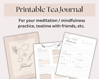 Printable Tea Tasting Journal | Modern Blush | Herbalism Tea Printable Organizer | Tea Tasting Logbook Travel Journal Tea Lover PDF