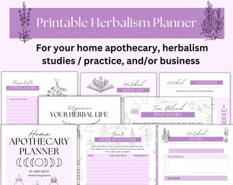 Herbal Home Apothecary Planner | Spring Lilac | Herbalism Printable Journal Organizer | Plant Garden Foraging Tea Materia Medica PDF