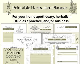 Kräuter Apothekenplaner | Frühlingsgrün | Kräuterkunde Printable Journal Organizer | PDF zur Teebereitstellung (englisch)