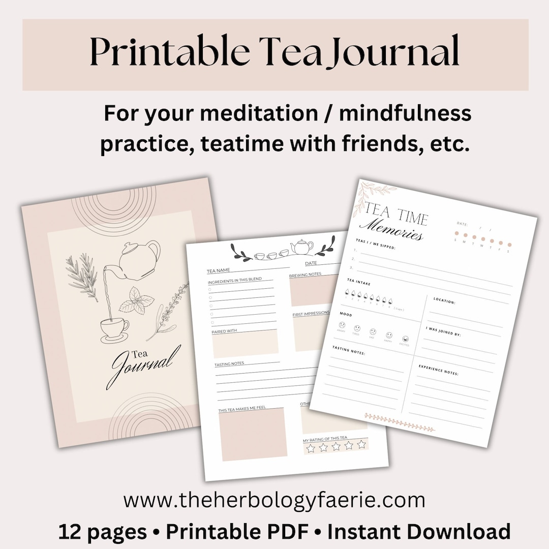 Printable Tea Tasting Journal Modern Blush Herbalism Tea Printable