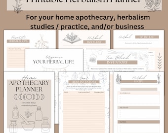 Kräuter Apothekenplaner | Sandstein | Kräuterkunde Printable Journal Organizer | PDF zur Teebereitstellung (englisch)