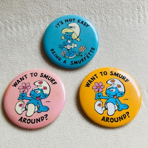 Vintage 1980 Smurfs Buttons - You Pick!