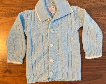 Your Bright Baby Blues - VTG 1970s Children's Cardigan Sweater