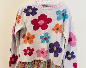 Flower Power - VTG Kids Sweater w/ Fringe