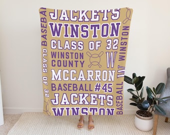 Baseball blanket senior gift idea for baseball mom customizable blanket school spirit wear baseball coach gift team sports graduation