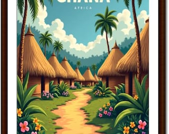Ghana Travel Print - Africa, Ghana Poster, Africa Poster, Travel Wall Art, Africa Print, Ghana Wall Art, Ghana Print, Accra Poster, Accra