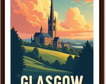 Glasgow Travel Print - Scotland, Glasgow Poster, Scotland Poster, Travel Wall Art, Scotland Print, poster, Scotland, Europe, Glasgow, Travel