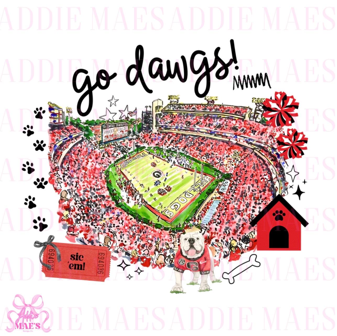 Go Dawgs Stadium Doodle PNG | Georgia Football PNG | PNG Shirt Design | Digital Download