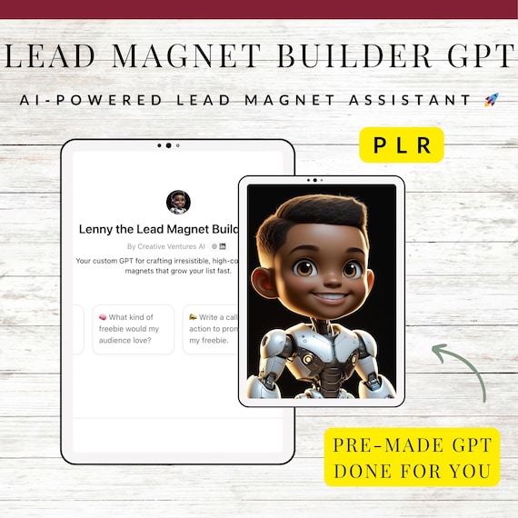 Custom Lead Magnet Creator Ai Assistant | Custom GPT | ChatGPT | PLR | MMR | Done For You | Instant Download | Ai Chatbot | Digital Download