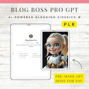 PLR | MMR Blog Boss Pro Ai Assistant | Custom GPT | ChatGPT | Done For You | Instant Download | Ai Chatbot | Digital Download