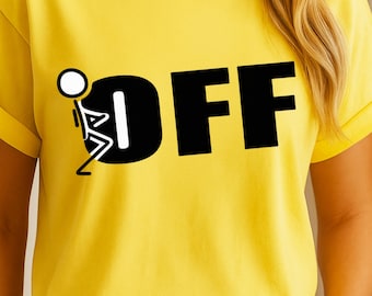 Divertente figura stilizzata che dice "F#ck OFF" (citazione in formato PNG): download digitale umoristico