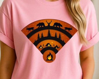 Camping WiFi Signal PNG: Outdoor Adventure Art (Digital Download)