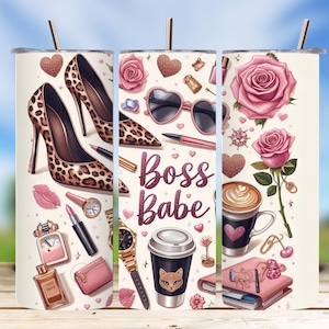 Boss Babe Tumbler Wrap, Business Woman PNG, Female Owner 20oz Skinny Sublimation, Entrepreneur Tumbler Design, Digital Download