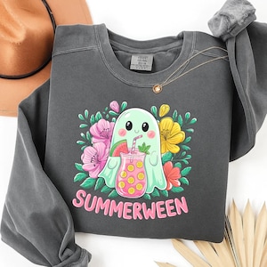 Ghost Summer Halloween Png, Retro Summerween Shirt Design, Cute Halloween Cocktail Ghost Png,  Funny Summer Halloween T-Shirt Png