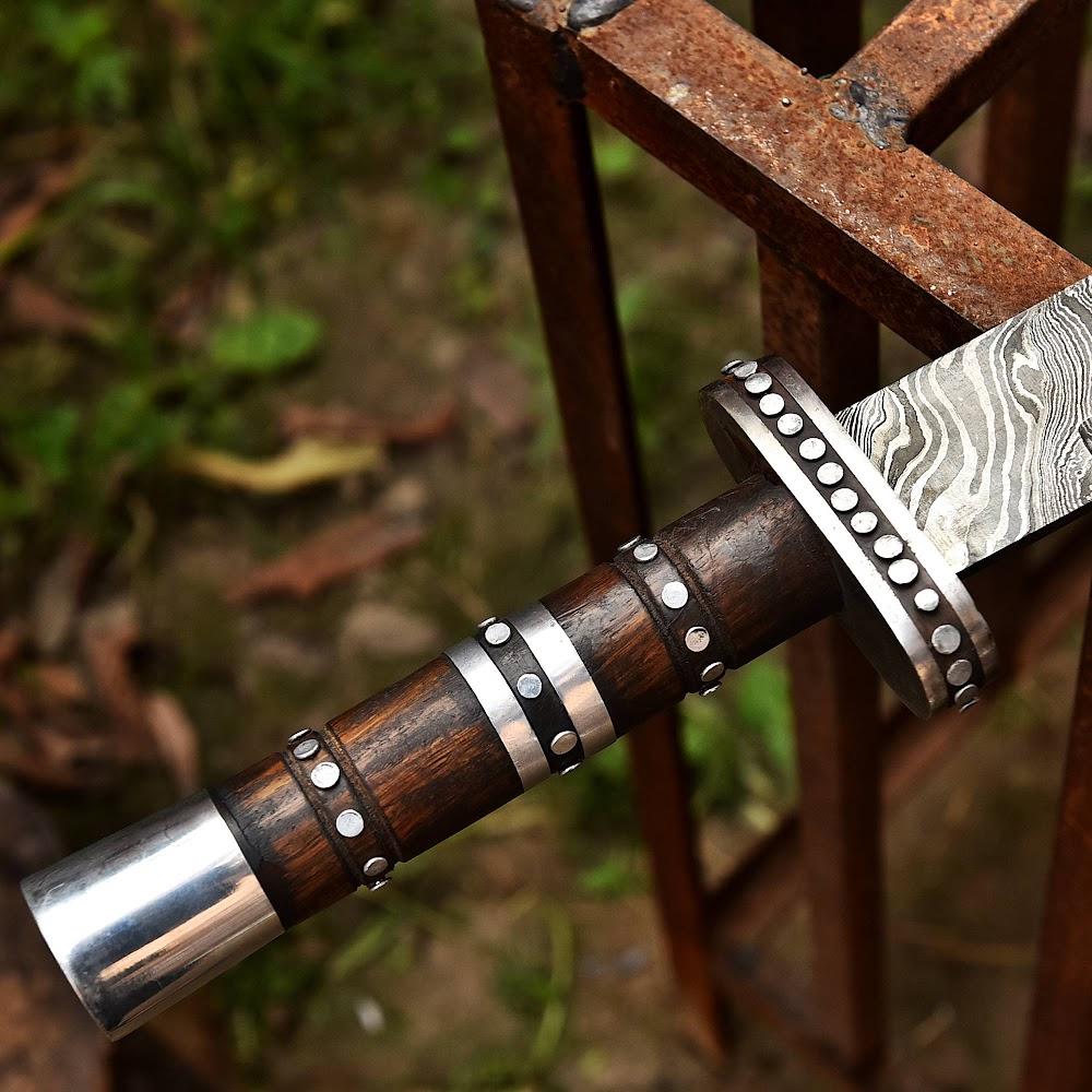 Hand-forged Damascus Steel Sword With Ornate Handle and Intricate Blade ...