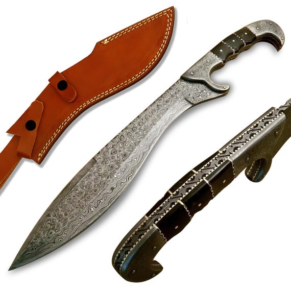 Short Sword Machete Handmade Damascus Steel With Sheath - Artisan Shashka-Inspired Hand-Forged Quality