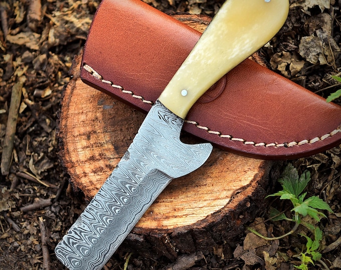Handcrafted Damascus Steel Hori Knife with Ergonomic Ivory Resin Handle -for Gardening, Camping