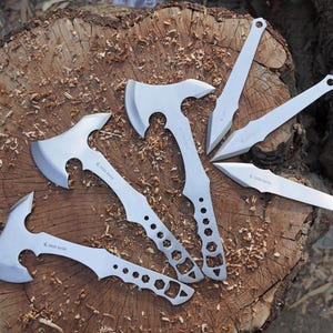 Handmade Throwing Axe & Knife Set: Stainless Steel Tomahawk, Vietnam Style