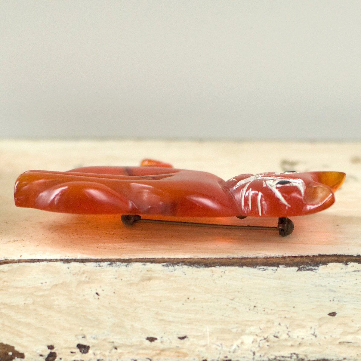 Vintage Carved Bakelite Cat Pin Etsy