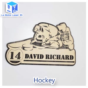 Custom Sports Wood Sign – Name & Number – Hockey, Soccer, Baseball – Laser Engraved – Player Gift