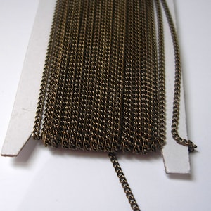 32ft Spool-Antique Bronze Twist  Curbe Tiny Chain Soldered -1.3mm.