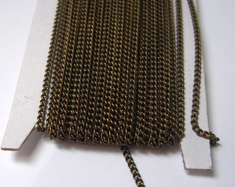 32ft Spool-Antique Bronze Brass Twist  Curb Tiny Chain Soldered -1.2mm.