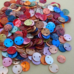 100pcs-Mother of Pearl Button Flat Round Mix Color 13mm.