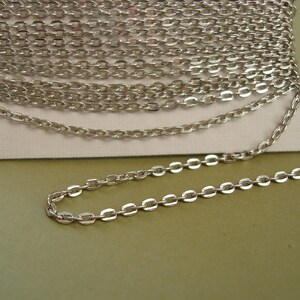 32ft Spool-Platinum Color Flat Round Cross Cable Chain-3x2.2mm.