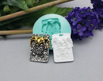 Poker King Clown Silicon Mold  Flexible Silicone Mould for Crafts, Jewelry, Resin, Scrapbooking, Polymer Clay.