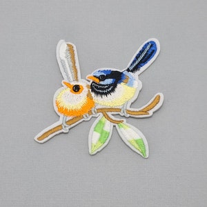 Two Birds Iron-On Patch, Summer Patch, Bird Badge,  Embroidered Applique, Bird Sew On Patch, Bird Gift.