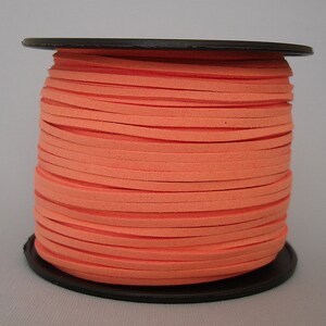 Faux Suede  Cord Lace Cord Leather Flat  Bright Orange 3x1.5mm-20ft