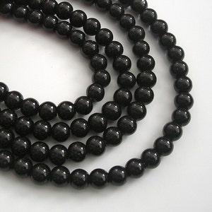 Black Onyx Beads - 6mm Smooth Round - Full Strand.