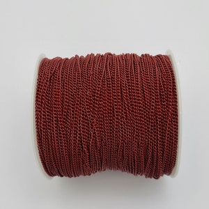 Dark Red Electroplated  Twist  Curb Chain Colored Chain-15 ft.