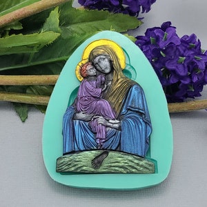 Silicone Mold  Madonna with Baby  Flexible  for Crafts, Jewelry, Resin, Scrapbooking, Polymer Clay.