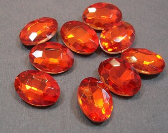 2pcs- Vintage Faceted Glass Jewels Hyacinth Oval 18x13mm