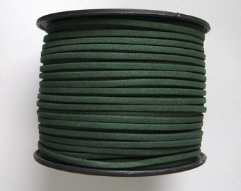 Faux Suede  Cord Leather Flat  Forest Green 3x1.5mm-20ft