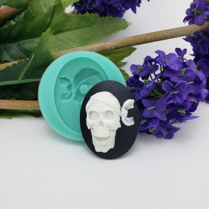 Silicone Mold  Pirate Skull Cameo Flexible  for Crafts, Jewelry, Resin, Scrapbooking, Polymer Clay.