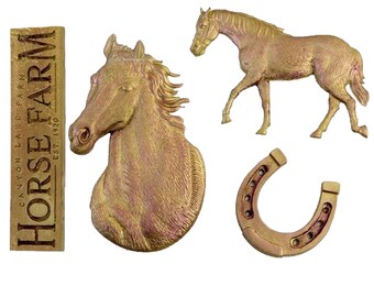 RFGHAC Horse Silicone Mould Horseshoe Hoof Fondant Moulds Horse Head Candy Mould For Sugar Cake Decorating Cupcake Topper Chocolate Gum Paste Polymer Clay Set Of 3