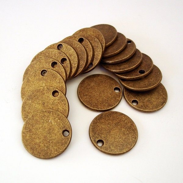 10pcs- Stamping Disk Antiqued Bronze diam -17mm, thick- 1.65mm hole- 1.6mm.