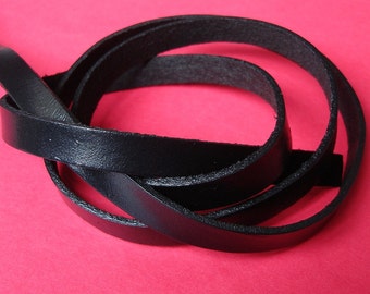 2ft-Black Genuine Leather Cord Flat 10 x2mm.
